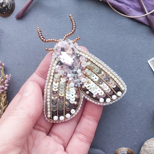 Pink Moth Bead Embroidery Brooch Kit: DIY Jewelry Making