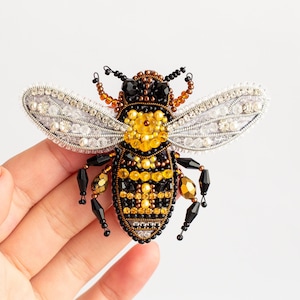 Bead Embroidery Kit: Honey Bee Brooch DIY Craft