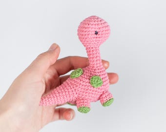 Pink Dinosaur Amigurumi Crochet Kit: Beginner DIY Craft