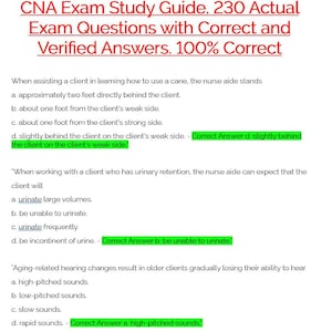Guida allo studio per l'esame CNA. 230 domande d'esame reali con risposte corrette e verificate. 100% corretto