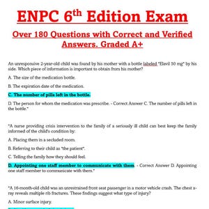 Esame ENPC 6a edizione - Oltre 180 domande con risposte corrette e verificate. Valutazione A+.
