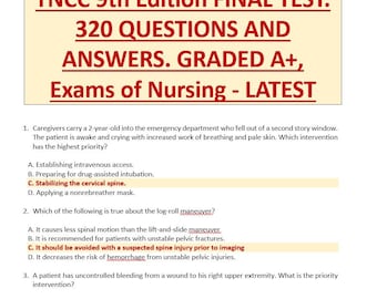Examen final de la 9e édition de la TNCC. Plus de 320 questions avec des réponses correctes et vérifiées