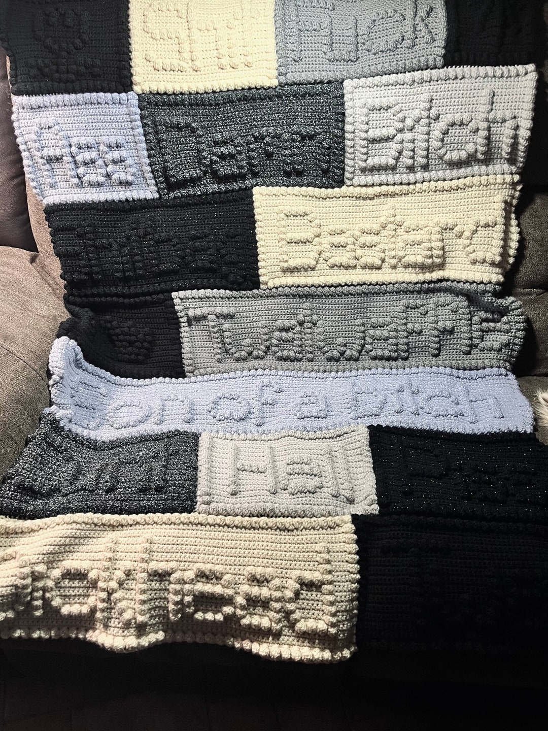 Handmade Crochet Swear Throw Blanket Etsy