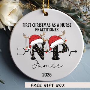 Personalized Nurse Practitioner ornament, Custom Nurse Practitioner gift, Nurse Practitioner NP graduation ornament, NP first Crhistmas