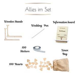 Personalisiertes Hochzeitsgästebuch Hochzeitsdekoration mit Holzherzen Hochzeitssouvenir 101 Herzen Gästebuch mit Holzelementen Bild 3