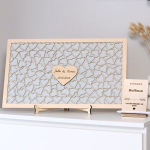Personalized Wedding Guest Book Wedding decoration with wooden hearts Wedding souvenir 101 Hearts Guest book with wooden elements image 1