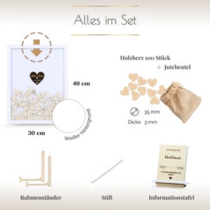 Personalisiertes Hochzeitsgästebuch mit Holzelementen, Hochzeitssouvenir, Einträgen und Wünschen der Gäste im Rahmen 100 Herzen Bild 5