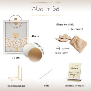 Personalisiertes Hochzeitsgästebuch mit Holzelementen, Hochzeitssouvenir, Einträgen und Wünschen der Gäste im Rahmen Bild 7