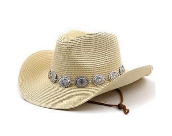 Neue Sommer Männer Frauen Stroh hohlen Cowboy Hut elegante Dame Cowgirl Outdoor Jazz Strand Sonnenhut