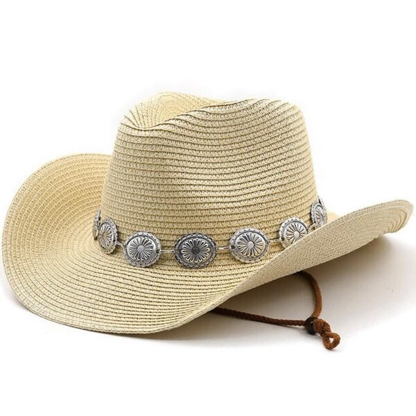 Neue Sommer Männer Frauen Stroh hohlen westlichen Cowboy Hut elegante Dame Cowgirl Outdoor Jazz Strand Sonnenhut