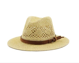 Hohle Männer Raffia Strohhut Stroh Cowboy Hüte westlichen Strand Filz Sonne Hüte Party Kappe für Mädchen Frauen Sommer Jazz Strohhut