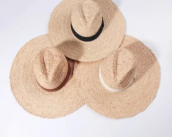 Ins mode großen krempe bast sun hüte für frauen sommer britischen top strand hüte urlaub breiter krempe fedora stroh hut