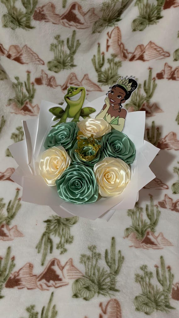Tiana-Inspired Ribbon Rose Bouquet | Handmade Princess Gift