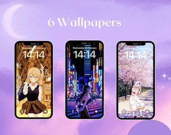 Aesthetic Anime Real Life Inspired Wallpaper Cute Kawaii Mobile Phone Wallpaper Pack, Cute Anime Wallpaper, Lofi Wallpaper,Digital Wallpaper