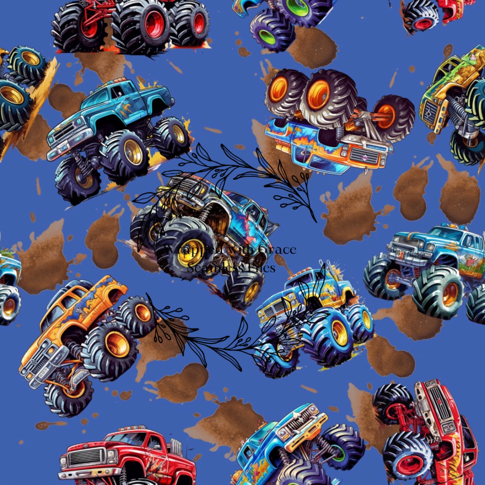 Monster Truck Seamless Etsy Australia