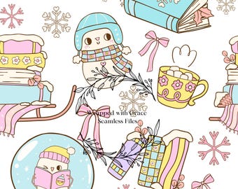 File senza cuciture con pupazzo di neve femminile / File senza cuciture di Natale