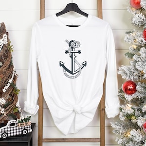 Nautical Anchor Long Sleeve Tee Coastal Unisex Fashion