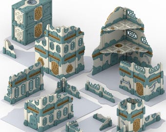 3D Printed Foldable Terrain for Warhammer 40k 11th Edition | Collapsible Wargaming Scenery and Movement Templates | Sci-Fi Tabletop RPG