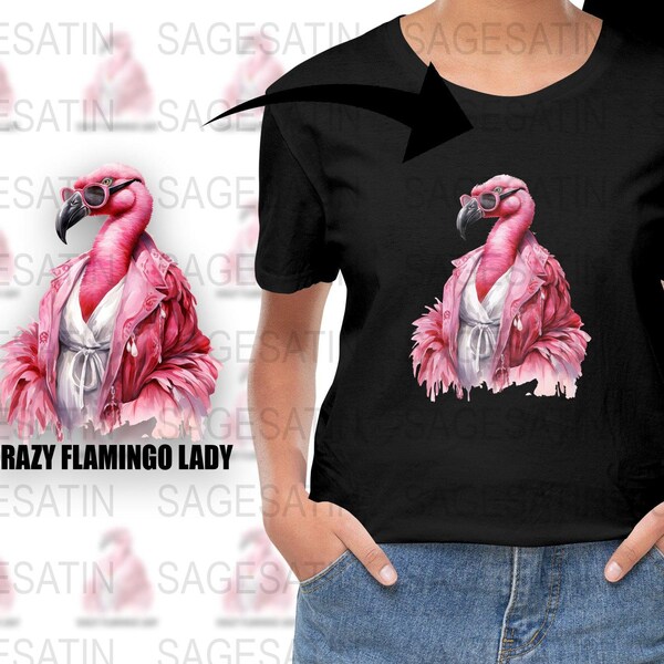 Stylish Flamingo with Sunglasses Digital Print, Crazy Flamingo Lady Artwork, Pink Bird Illustration, Chic Home Decor, Wall Art Download
