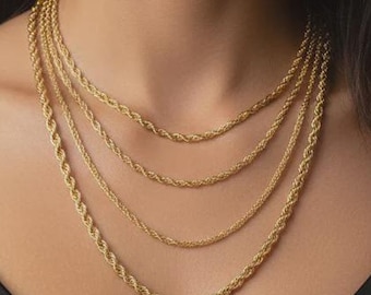 ソリッド10Kゴールドミラノフィガロアンカーロープチェーン、丈夫な10K