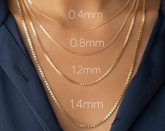10k Solid Yellow Gold Box Chain Necklace (16-30" Lengths)