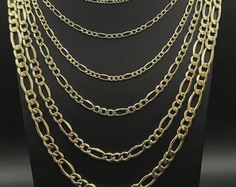 フィガロチェーンネックレス 14K イエローホワイト リアルゴールド 2mm