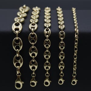 10K Real Gold Puffed Mariner Bracelet, 10K Gold 4mm -19mm Puffed Mariner Bracelet, 10k Women Bracelet, 10K Yellow Gold Puffed Mariner
