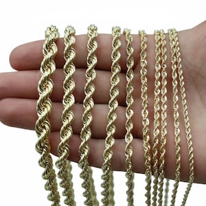 10K Gold Rope Chain Gold Rope Chain Necklace 2mm 2.3mm 2.5mm 3.2mm 5mm 6mm 18-26 inches, 10K Gold Rope Chain, 10K Gold Chain, Men Women image 1