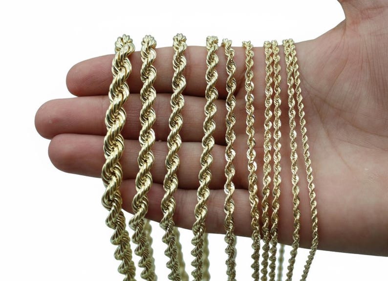 10K Gold Rope Chain Gold Rope Chain Necklace 2mm 2.3mm 2.5mm 3.2mm 5mm 6mm 18-26 inches, 10K Gold Rope Chain, 10K Gold Chain, Men Women image 1