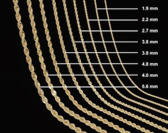 10Kイエローゴールドロープチェーンネックレス（全サイズ） - Etsy 日本