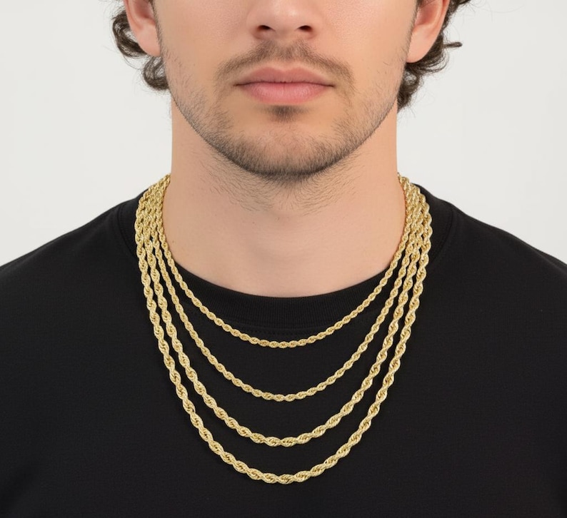 10K Gold Rope Chain Gold Rope Chain Necklace 2mm 2.3mm 2.5mm 3.2mm 5mm 6mm 18-26 inches, 10K Gold Rope Chain, 10K Gold Chain, Men Women image 6