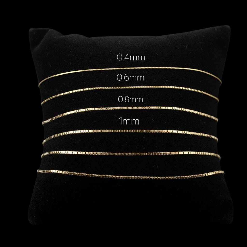 10k Solid Yellow Gold Box Chain Necklace (16-30