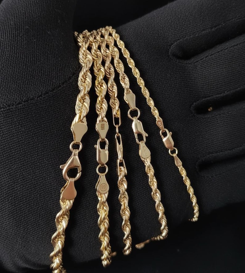 10K Gold Rope Chain Gold Rope Chain Necklace 2mm 2.3mm 2.5mm 3.2mm 5mm 6mm 18-26 inches, 10K Gold Rope Chain, 10K Gold Chain, Men Women image 5