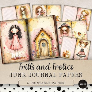 Cottage Girls Junk Journal Paper Kit, Country Cottagecore Papers, Shabby Chic Printable Crafts, Journaling Scrapbooking Digital Pages, JJ321