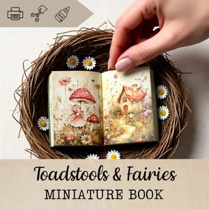 Minilibro imprimible para casa de muñecas, libro de hadas en miniatura, papel de diario basura de hadas, efímera imprimible, libro diy, actividad de manualidades, JJ319