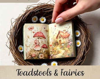 Printable Dollhouse Mini Book, Fairy Miniature Book, Fairies Junk Journal Paper, Printable Ephemera, Tiny Book DIY, Craft Activity, JJ319