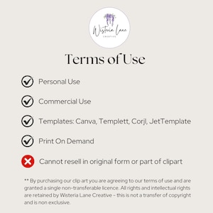 a white poster with the words terms of use