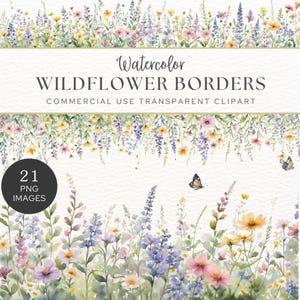 Clipart wilde bloemen, aquarel bloemen png, wilde bloemenranden, lentebloem bloeit, frames, zomerbotanicals, papercraft, bruiloft