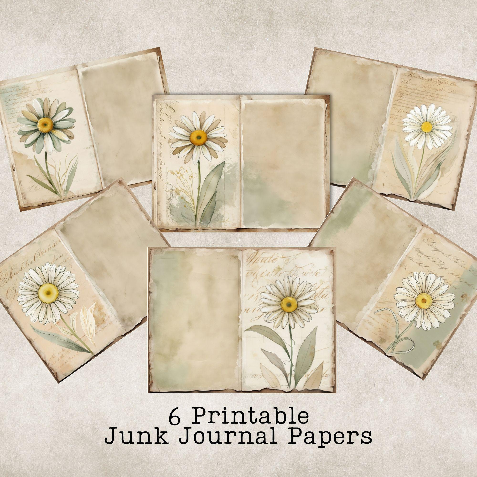 Daisy Junk Journal Kit, Printable Vintage Daisy Journal Pages ...