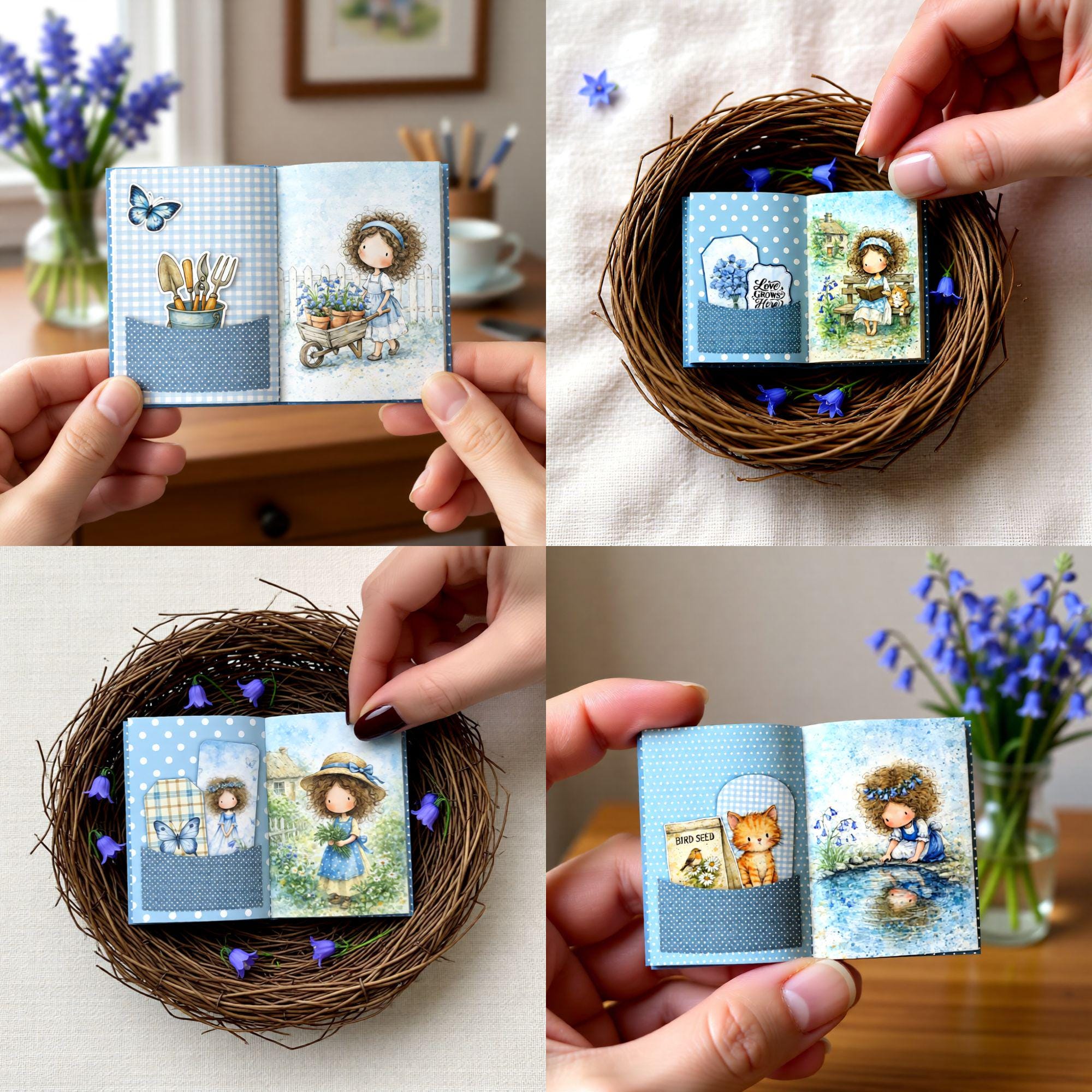 Printable Mini Books Bundle of 4, Bluebell Cottage Miniature Book Set ...