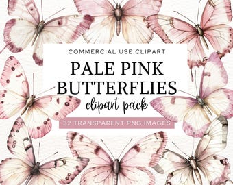 Pink Butterfly Clipart, Watercolor PNG, Digital Download for Crafts, Scrapbooking, and Art Projects, Scrapbooking Clip Art, Invitations.