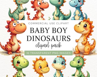 Dibujos de dinosaurios bebés para niños, adorables ilustraciones de dinosaurios en acuarela para baby shower, decoración infantil, fiesta de cumpleaños de dinosaurios, manualidades, CA6