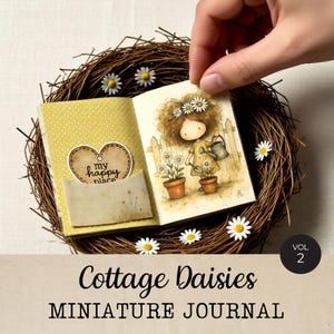 Cottage Gänseblümchen Mini Buch Band 2, Cottagecore Miniature Junk Journal Kit, Daisy Dolls House Printable, JJ333