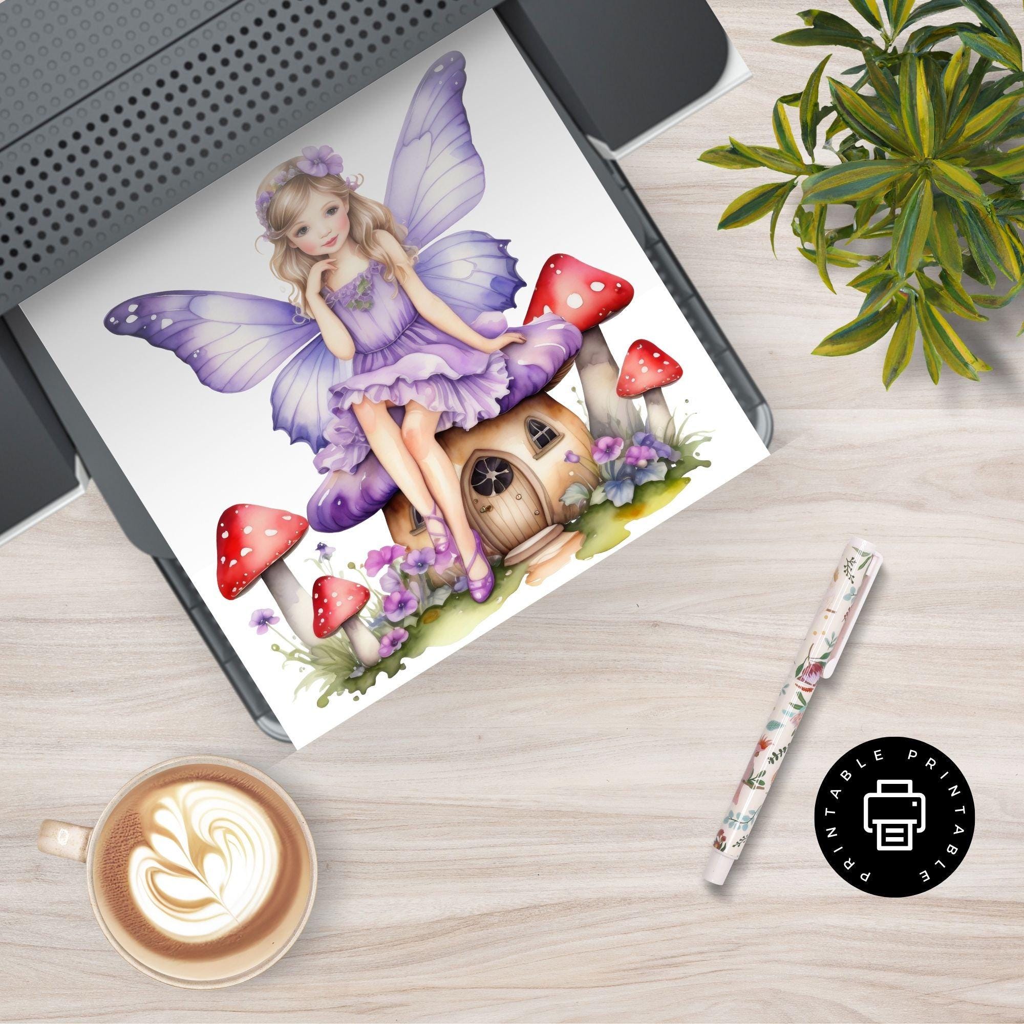 Purple Fairy Watercolor Clipart PNG, Magical Fairies Clipart, Whimsical ...