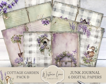 Cottage Garden Junk Journal Papers, Digital Journal Pages, Printable Floral Ephemera, Secret Garden Papers, Botanical Scrapbook Pages, JJ002