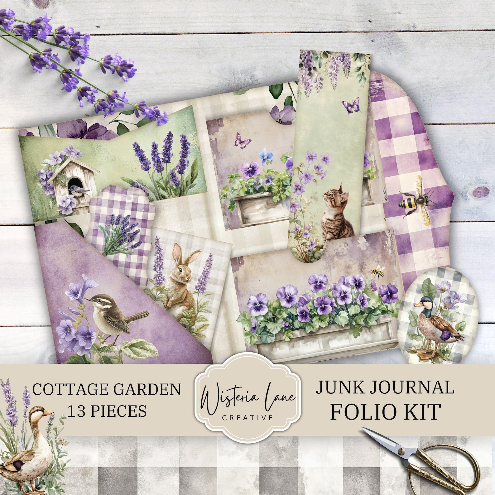 Cottage Garden Junk Journal Folio, Printable Cottagecore Ephemera for ...