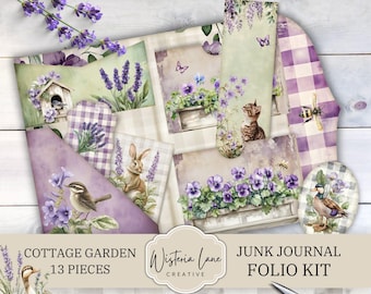 Cottage Garden Junk Journal Folio, Printable Cottagecore Ephemera for Scrapbooking, Spring Paper Craft Kit, JJ002