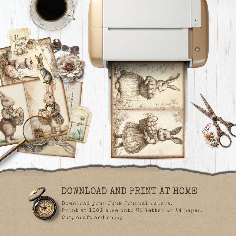 Vintage Easter Junk Journal Papers, Digital Download Kit, Printable ...