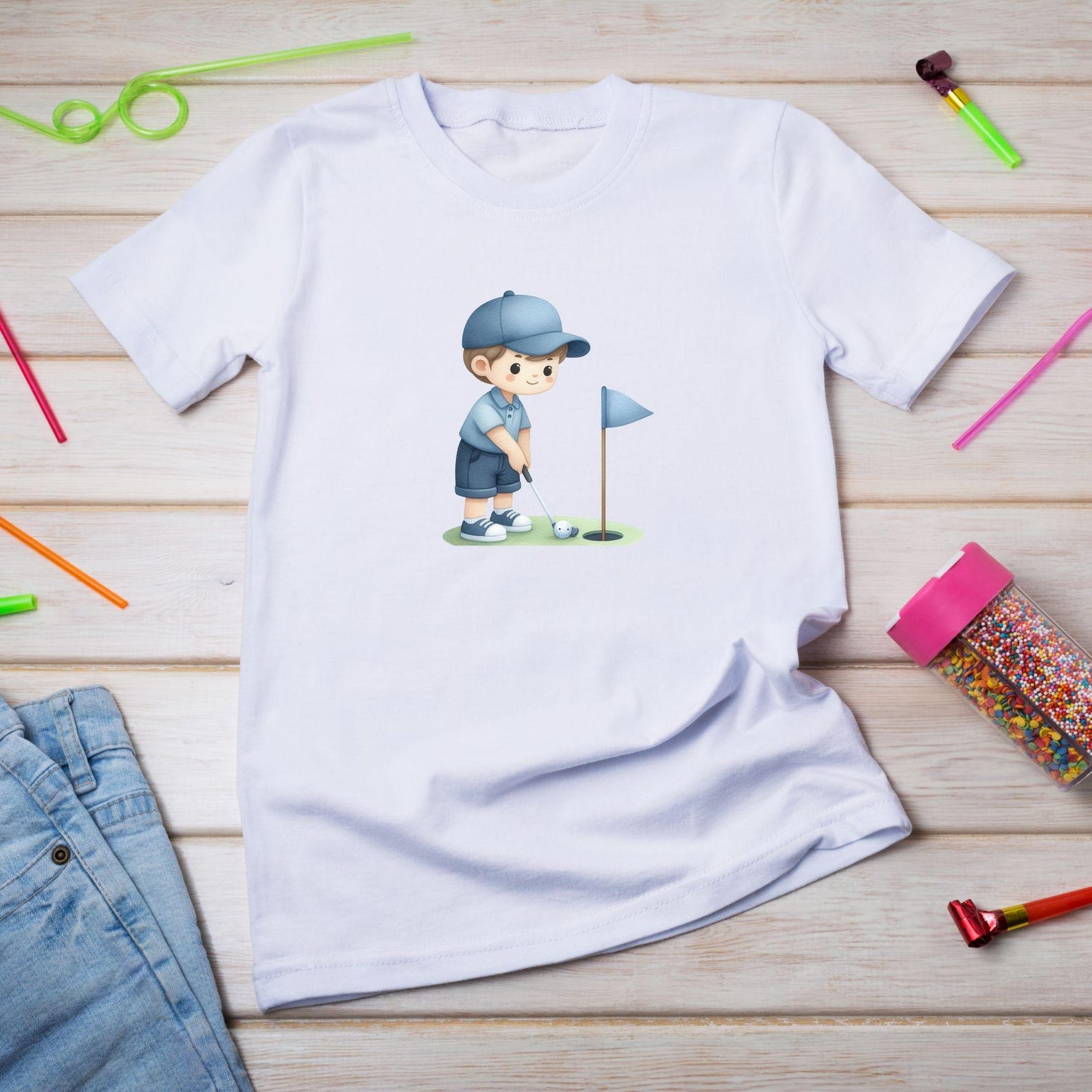 Cute Boys Golf Clipart, Junior Golf Club PNG, Kids Golf Birthday Party ...