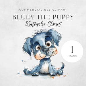 Cute Puppy Watercolor Clipart PNG, Blue dog Clipart, Funny animal graphics, Nursery decor, Kids story book illustrations, commercial use.